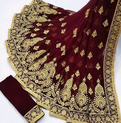 Radheradhey Embroidered Bollywood Georgette Saree(Maroon)