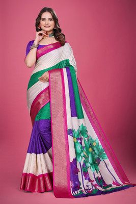 UDANI ENTERPRISE Printed Kanjivaram Art Silk Saree(Multicolor)