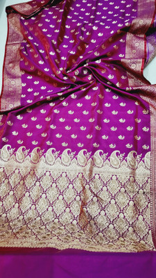 Ansari fabrik Woven Banarasi Handloom Satin Saree(Magenta)