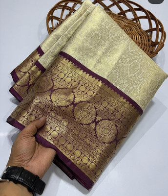 ZUBAIR SILK TEX Woven Banarasi Art Silk Saree(Cream)