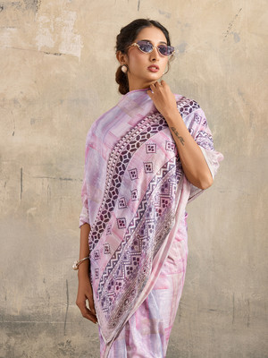Tasrika Embellished, Printed Bollywood Crepe, Jacquard Saree(Pink)