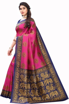 Winza Designer Printed Daily Wear Art Silk, Cotton Silk Saree(Pink)