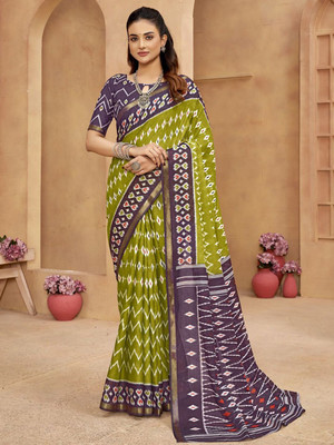 all about you Woven Daily Wear Silk Blend Saree(Green)