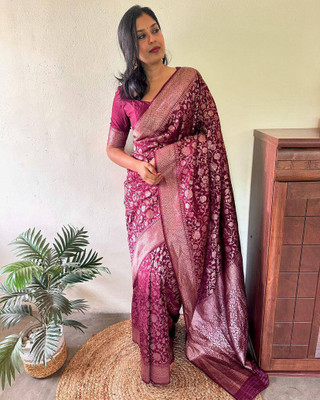 GATISHVAM TEXTILE Self Design Banarasi Art Silk Saree(Magenta)