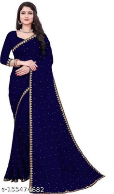 Suali Self Design, Embroidered Bollywood Lycra Blend Saree(Blue)
