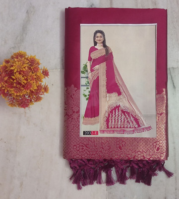 RRShop Solid/Plain, Woven Assam Silk Pure Silk, Art Silk Saree(Maroon)