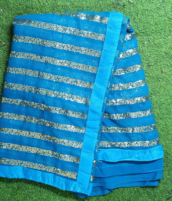 KV Fashion Embroidered Bollywood Georgette Saree(Light Blue)