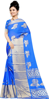 nirmal creation Self Design Dharmavaram Art Silk Saree(Blue)