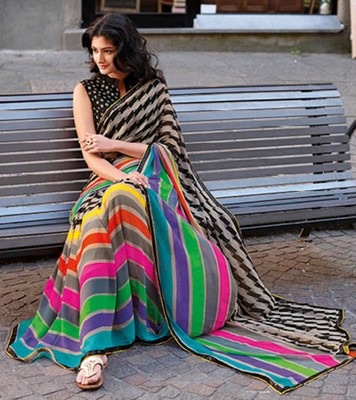 Laxmipati Printed Bollywood Georgette Saree(Multicolor)