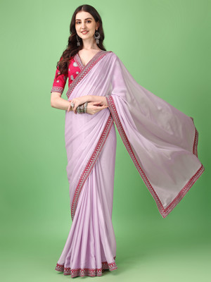 ANANT DESIGNER STUDIO Embroidered Lucknow Chikankari Satin Saree(Pink)