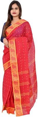 Kanika Fashion Self Design Tant Pure Cotton Saree(Yellow)