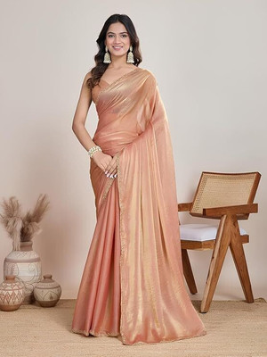 Margi Designers Embellished Bollywood Chiffon Saree(Pink)