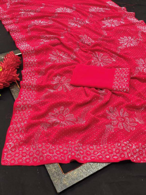 Avi Store Embellished Bollywood Georgette Saree(Red)