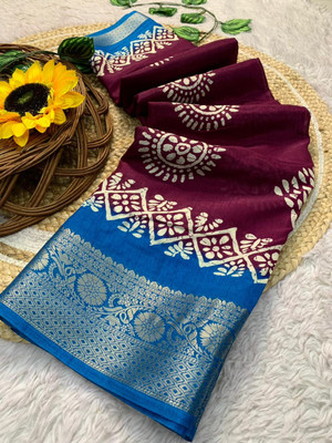 Chandan Fabrics Printed Bollywood Chanderi Saree(Purple)