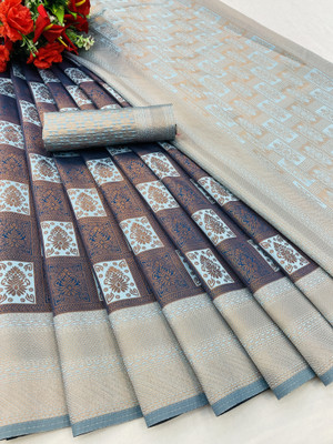 SICHYAH Embellished Banarasi Jacquard Saree(Light Blue)