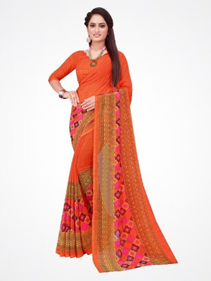 Suali Printed Bollywood Georgette Saree(Orange)