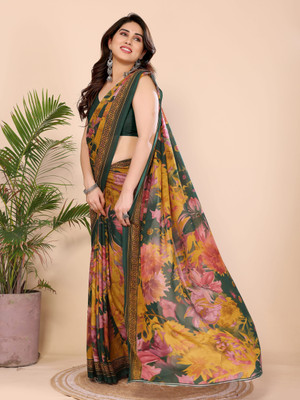 Soor Panchi Floral Print Daily Wear Georgette Saree(Multicolor)