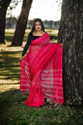 BongSaree Self Design Handloom Handloom Cotton Blend Saree(Pink)