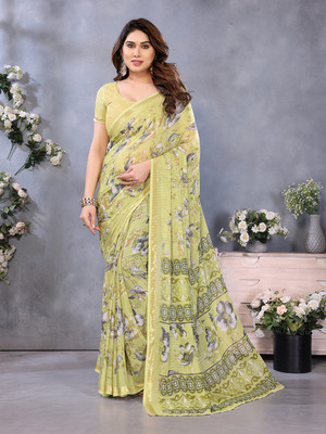 Moda Rapido Floral Print Bollywood Georgette Saree(Green)