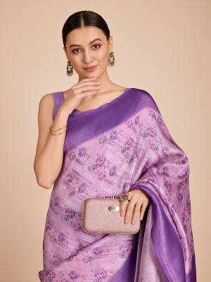 LEOSAGI Printed, Woven Bollywood Pure Silk Saree(Pack of 2, Purple)