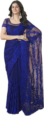 Tasrika Self Design Bollywood Net Saree(Blue)
