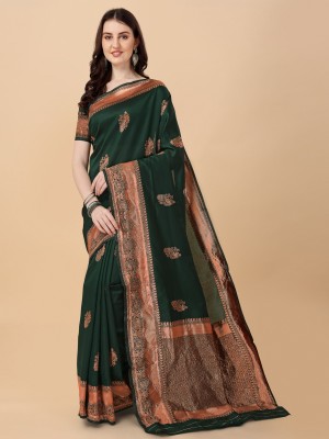 UNART CLOTHING Self Design Banarasi Silk Blend Saree(Multicolor)