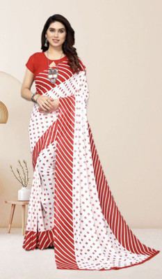 YASHIKA Floral Print Daily Wear Georgette Saree(Red)