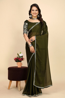 Ttex Printed Bollywood Chiffon Saree(Green)