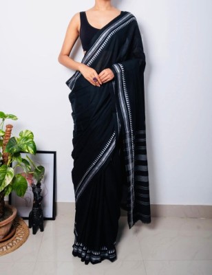 NAMITASAREES Woven Handloom Pure Cotton Saree(Black)