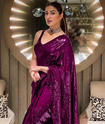 Hemlata Embroidered Bollywood Georgette Saree(Purple)