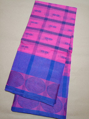 Maa saroda saree Ghar Self Design Tant Pure Cotton Saree(Blue)