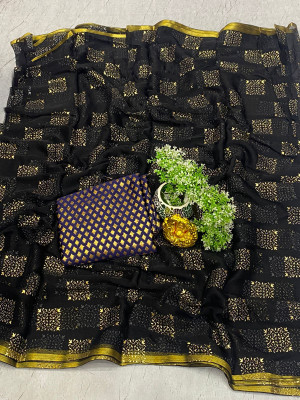 TOXEGO Embellished Bollywood Chiffon Saree(Black)