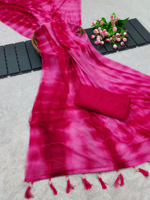 DHINITA Embellished Bollywood Lycra Blend Saree(Pink)