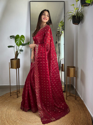 Divastri Embellished Bollywood Jimmy choo Saree(Maroon)