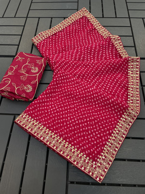 NERTA BOUTIQUE Printed, Self Design, Solid/Plain Bollywood Georgette Saree(Pink)