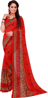 Suali Printed Daily Wear Georgette Saree(Red)