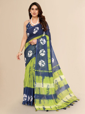 Moda Rapido Printed Bollywood Linen Saree(Yellow)