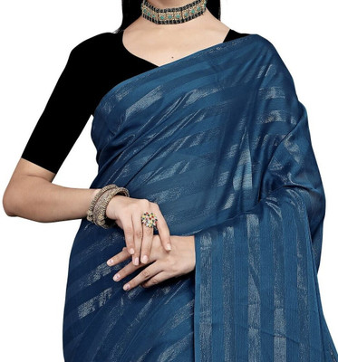 Pativrata Embellished, Striped Bollywood Chiffon Saree(Light Green)