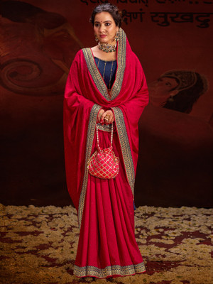 Tasrika Self Design Bollywood Silk Blend Saree(Pink)