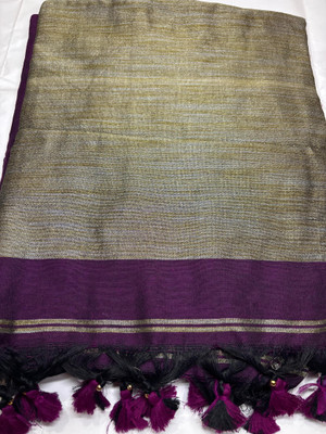 aryaraj Solid/Plain Handloom Cotton Blend Saree(Purple)