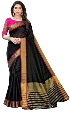 Bhagwati Creation Embellished, Solid/Plain Daily Wear Chanderi, Cotton Silk Saree(Blue)