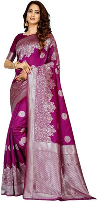 SWAMI STUDIO Self Design, Solid/Plain Kanjivaram Jacquard Saree(Purple)