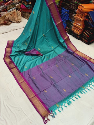 NST5 Woven Kanjivaram Cotton Silk, Organza Saree(Multicolor)