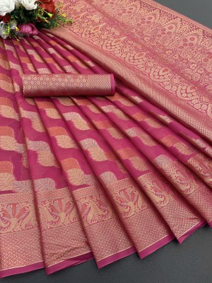 VANISWA Woven, Dyed Banarasi Organza Saree(Pink)