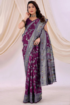 Yugaveeraa Woven Kanjivaram Pure Silk Saree(Magenta)