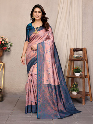 DIVINE JUNCTION WEAR Self Design Banarasi Satin Saree(Pink)