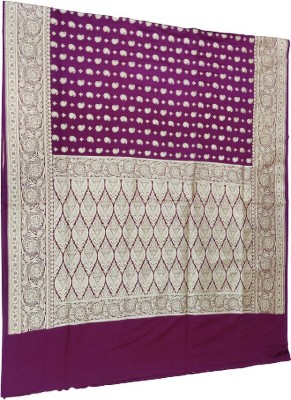 MSSILKSTOREz Printed Banarasi Cotton Silk Saree(Purple)