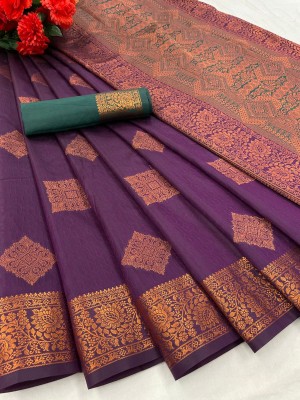 Bansari Textiles Woven Banarasi Organza Saree(Purple)