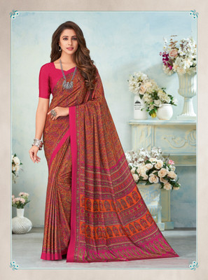 The Fashion Attire Floral Print Maheshwari Crepe Saree(Pink)