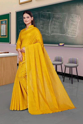 Feminista Self Design, Woven Daily Wear Cotton Silk Saree(Mustard)